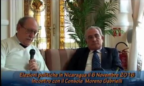 Il 6 Novembre elezioni in Nicaragua : incontro con il Console Moreno Gabrielli